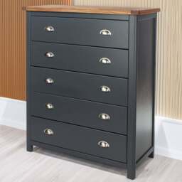Core Products Dunkeld 5 Drawer Midnight Blue Chest of Drawers - Size: 5 Drawers - Wilko