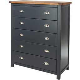 Core Products Dunkeld 5 Drawer Midnight Blue Chest of Drawers - Size: 5 Drawers - Wilko - thumbnail 3