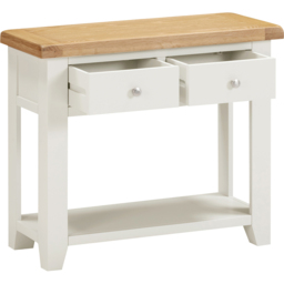 Seconique Windsor 2 Drawer Ivory and Oak Console Table - Size: 70.5 x 85 x 34cm - Ivory/Oak - Wilko - thumbnail 4