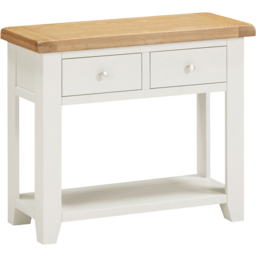 Seconique Windsor 2 Drawer Ivory and Oak Console Table - Size: 70.5 x 85 x 34cm - Ivory/Oak - Wilko - thumbnail 3