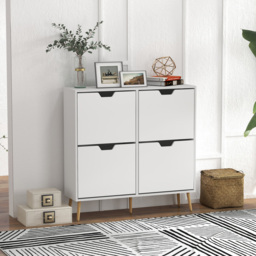 Portland 4 Flip Drawers White Shoe Cabinet - Wilko - thumbnail 5