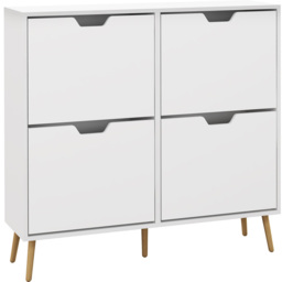 Portland 4 Flip Drawers White Shoe Cabinet - Wilko - thumbnail 3