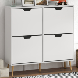 Portland 4 Flip Drawers White Shoe Cabinet - Wilko