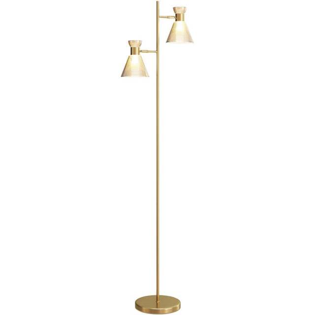 HOMCOM Gold Tone Adjustable Dual Head Floor Lamp - Size: 21 x 44 x 57cm - Wilko - image 1