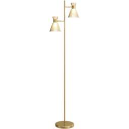 HOMCOM Gold Tone Adjustable Dual Head Floor Lamp - Size: 21 x 44 x 57cm - Wilko