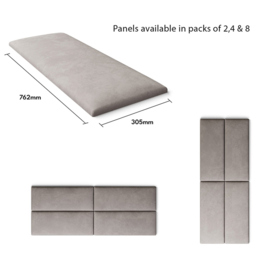 Aspire EasyMount Silver Plush Velvet Upholstered Wall Mounted Headboard Panels 2 Pack - Aspire Beds - Wilko - thumbnail 6