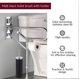 Innoteck Essentials White Matt Bathroom Toilet Brush and Holder - Size: 38 x 10 x 10cm - Wilko - thumbnail 4