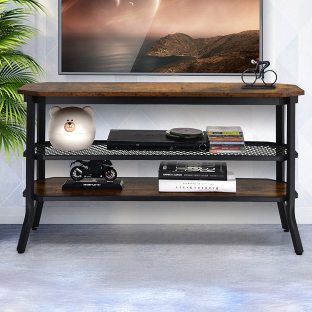 Costway Wooden Rustic Brown TV Unit - Size: 110 x 60 x 14cm - Wilko - image 1