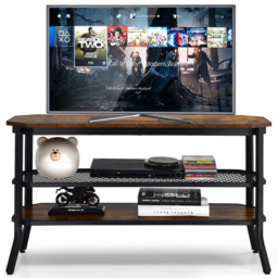 Costway Wooden Rustic Brown TV Unit - Size: 110 x 60 x 14cm - Wilko - thumbnail 4