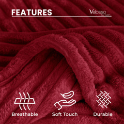 Velosso Bellissima Red Plush Throw 150 x 200cm - Size: 150 x 200 x 1cm - Wilko - thumbnail 6