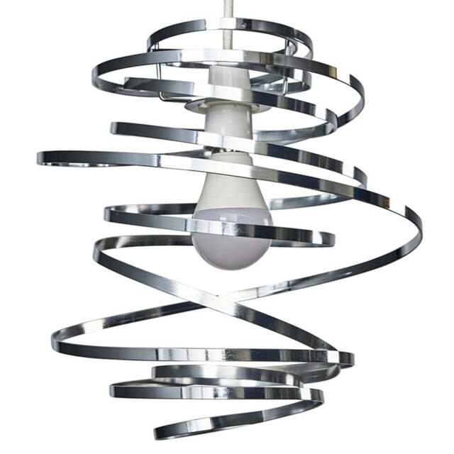 ValueLights Bensson Chrome Twisted Pendant Shade - Size: 31 x 30 x 30cm - Silver - Wilko - image 1