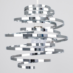 ValueLights Bensson Chrome Twisted Pendant Shade - Size: 31 x 30 x 30cm - Silver - Wilko - thumbnail 4