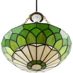 Happy Homewares Amber and Green Stained Glass Domed Pendant Lamp Shade - Size: 9 x 30 x 30cm - Wilko - thumbnail 5