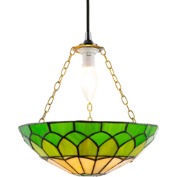 Happy Homewares Amber and Green Stained Glass Domed Pendant Lamp Shade - Size: 9 x 30 x 30cm - Wilko - thumbnail 4