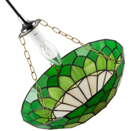 Happy Homewares Amber and Green Stained Glass Domed Pendant Lamp Shade - Size: 9 x 30 x 30cm - Wilko - thumbnail 7