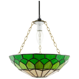 Happy Homewares Amber and Green Stained Glass Domed Pendant Lamp Shade - Size: 9 x 30 x 30cm - Wilko - thumbnail 1