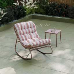 Charles Bentley Porto Terracotta Stripe Olefin Fabric Garden Rocking Chair - Size: 1 Seater - Wilko - thumbnail 7