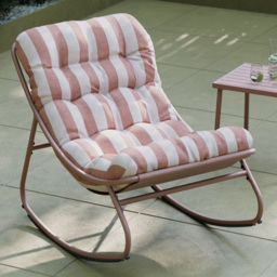 Charles Bentley Porto Terracotta Stripe Olefin Fabric Garden Rocking Chair - Size: 1 Seater - Wilko - thumbnail 1