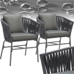 tectake Valeiras Dark Grey Rope Design Accent Chair Set of 2 - Size: 77 x 60 x 61cm - Wilko - thumbnail 3