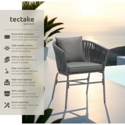 tectake Valeiras Dark Grey Rope Design Accent Chair Set of 2 - Size: 77 x 60 x 61cm - Wilko - thumbnail 7