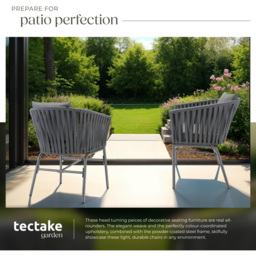 tectake Valeiras Dark Grey Rope Design Accent Chair Set of 2 - Size: 77 x 60 x 61cm - Wilko - thumbnail 5