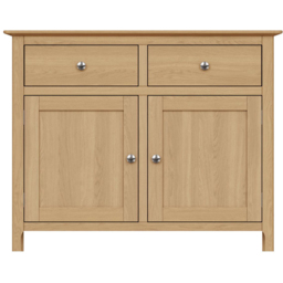 FWStyle Taberno 2 Drawer 2 Door Natural Lacquered Oak Sideboard - Size: 76 x 96 x 33cm - Natural Oak - Wilko - thumbnail 4