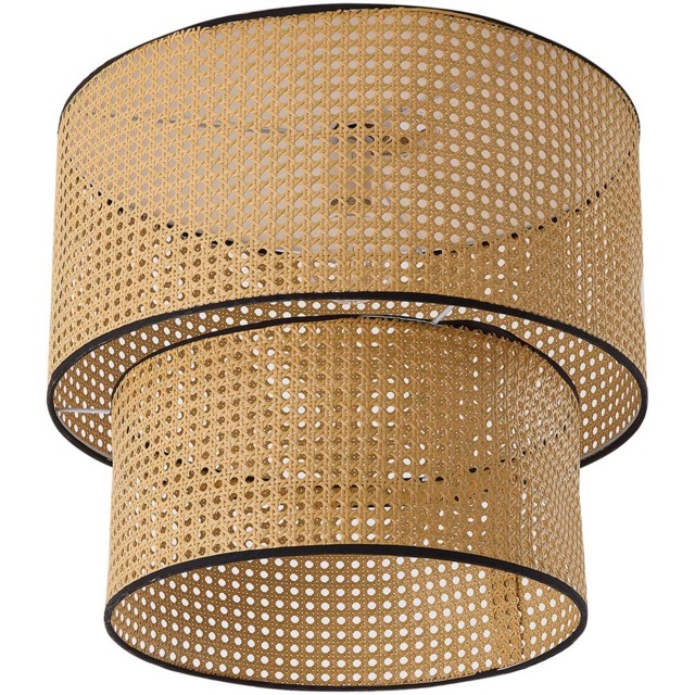 Living and Home Dual Cylindrical Shade Rattan Pendant Light - Size: 45 x 50 x 50cm - Natural - Wilko - image 1
