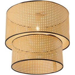Living and Home Dual Cylindrical Shade Rattan Pendant Light - Size: 45 x 50 x 50cm - Natural - Wilko - thumbnail 5