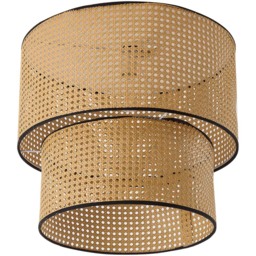 Living and Home Dual Cylindrical Shade Rattan Pendant Light - Size: 45 x 50 x 50cm - Natural - Wilko