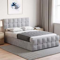 Vida Designs Valentina Double Silver Crushed Velvet Ottoman Bed - Wilko - thumbnail 1