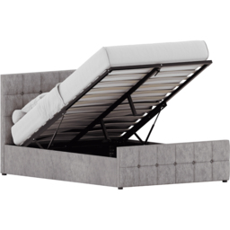 Vida Designs Valentina Double Silver Crushed Velvet Ottoman Bed - Wilko - thumbnail 3