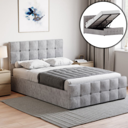 Vida Designs Valentina Double Silver Crushed Velvet Ottoman Bed - Wilko - thumbnail 5