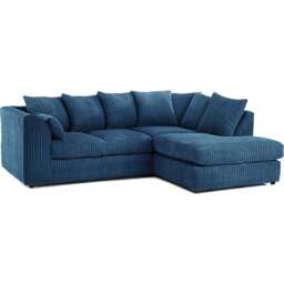 Luxor 3 Seater Marine Blue Jumbo Cord Right Hand Facing Corner Sofa - Wilko - thumbnail 3