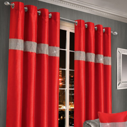 Intimates Belleza Red Eyelet Curtains 117 x 137cm - Size: W 117 x D 137cm - Wilko - thumbnail 3