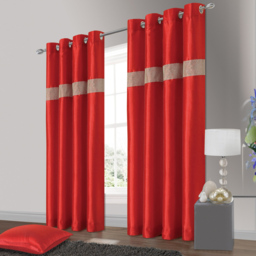 Intimates Belleza Red Eyelet Curtains 117 x 137cm - Size: W 117 x D 137cm - Wilko