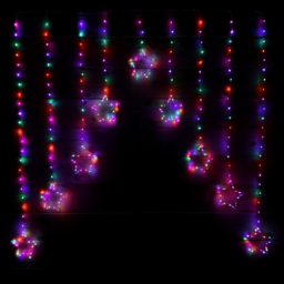 Premier 303 Rainbow LED Static Star Silver Pin Cable Curtain Light 1.2 x 1.2m - Size: 120 x 120 x 120cm - Multi Coloured - Samuel Alexander - Wilko