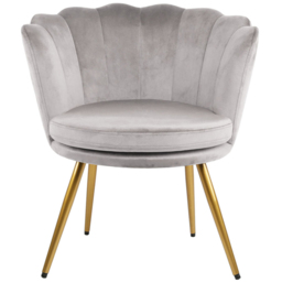 Flora Grey Velvet Scalloped Back Accent Chair - Size: Single - Home Garden Direct - Wilko - thumbnail 4