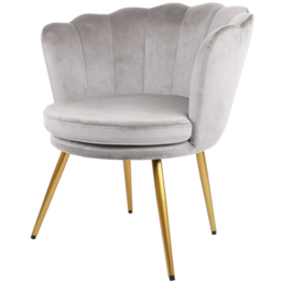 Flora Grey Velvet Scalloped Back Accent Chair - Size: Single - Home Garden Direct - Wilko - thumbnail 3