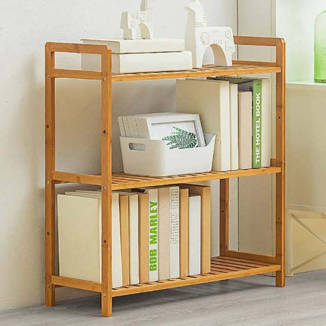 Living and Home 3 Shelf Natural Large Bookshelf - Brown - Wilko - image 1