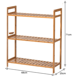 Living and Home 3 Shelf Natural Large Bookshelf - Brown - Wilko - thumbnail 7