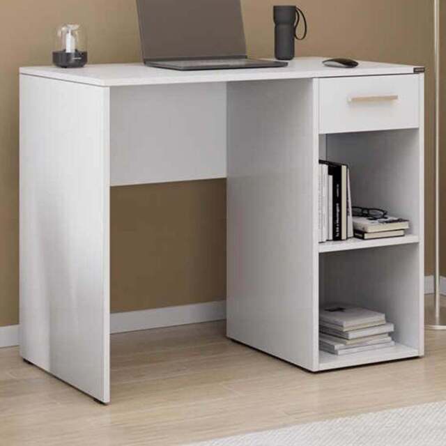 FWStyle Single Drawer 2 Shelf White Desk - Size: 75 x 90 x 52cm - Wilko - image 1