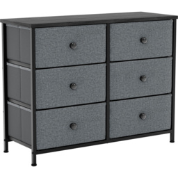 Vida Designs Chorley 6 Drawer Grey and Black Fabric Chest of Drawer - Wilko - thumbnail 3