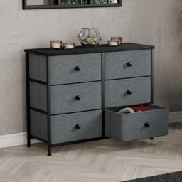 Vida Designs Chorley 6 Drawer Grey and Black Fabric Chest of Drawer - Wilko - thumbnail 5