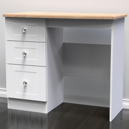 Crowndale Sussex 3 Drawer White Ash and Bardolino Oak Dressing Table Ready Assembled - Wilko