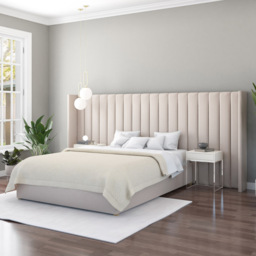 Aspire Furniture Grandeur Off White Eire Linen Wing Headboard - Size: Emperor - Aspire Beds - Wilko - thumbnail 3