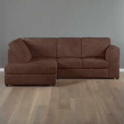 Luxor 4 Seater Chocolate Jumbo Cord Full Back Left Hand L Shape Corner Sofa - Brown - Wilko - thumbnail 1