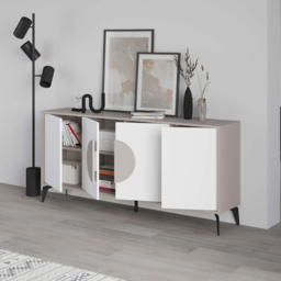 Decortie Gora 4 Door Mocha Grey and White Sideboard - Size: 82 x 180 x 35.6cm - Multi - Wilko - thumbnail 5