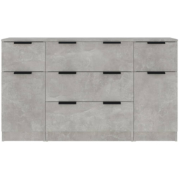 vidaXL 2 Door 5 Drawer Concrete Grey Wooden Sideboard 3 Piece - Size: 70 x 60 x 30cm - Wilko - thumbnail 5