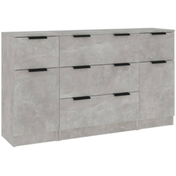 vidaXL 2 Door 5 Drawer Concrete Grey Wooden Sideboard 3 Piece - Size: 70 x 60 x 30cm - Wilko - thumbnail 3