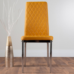 Furniturebox Valera Set of 4 Mustard Yellow and Chrome Faux Leather Dining Chair - Wilko - thumbnail 1